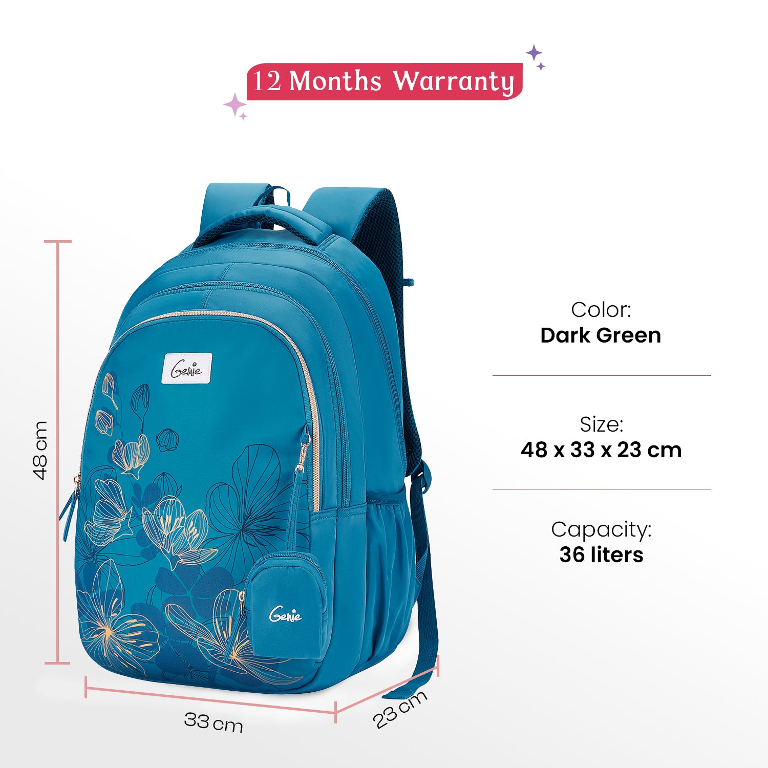 Twinkle 36L Dark Green School Backpack