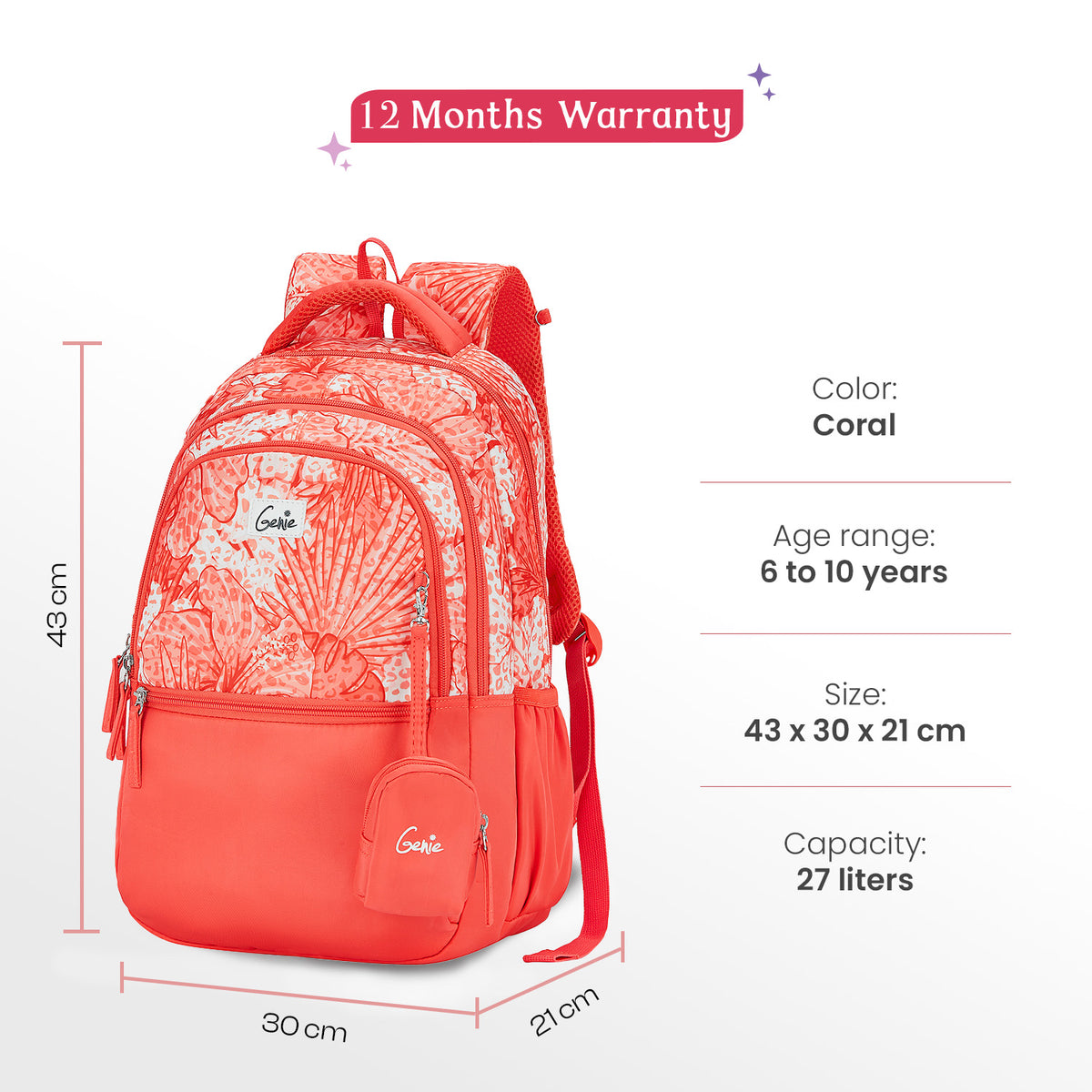 Donna 27L Coral School Backpack