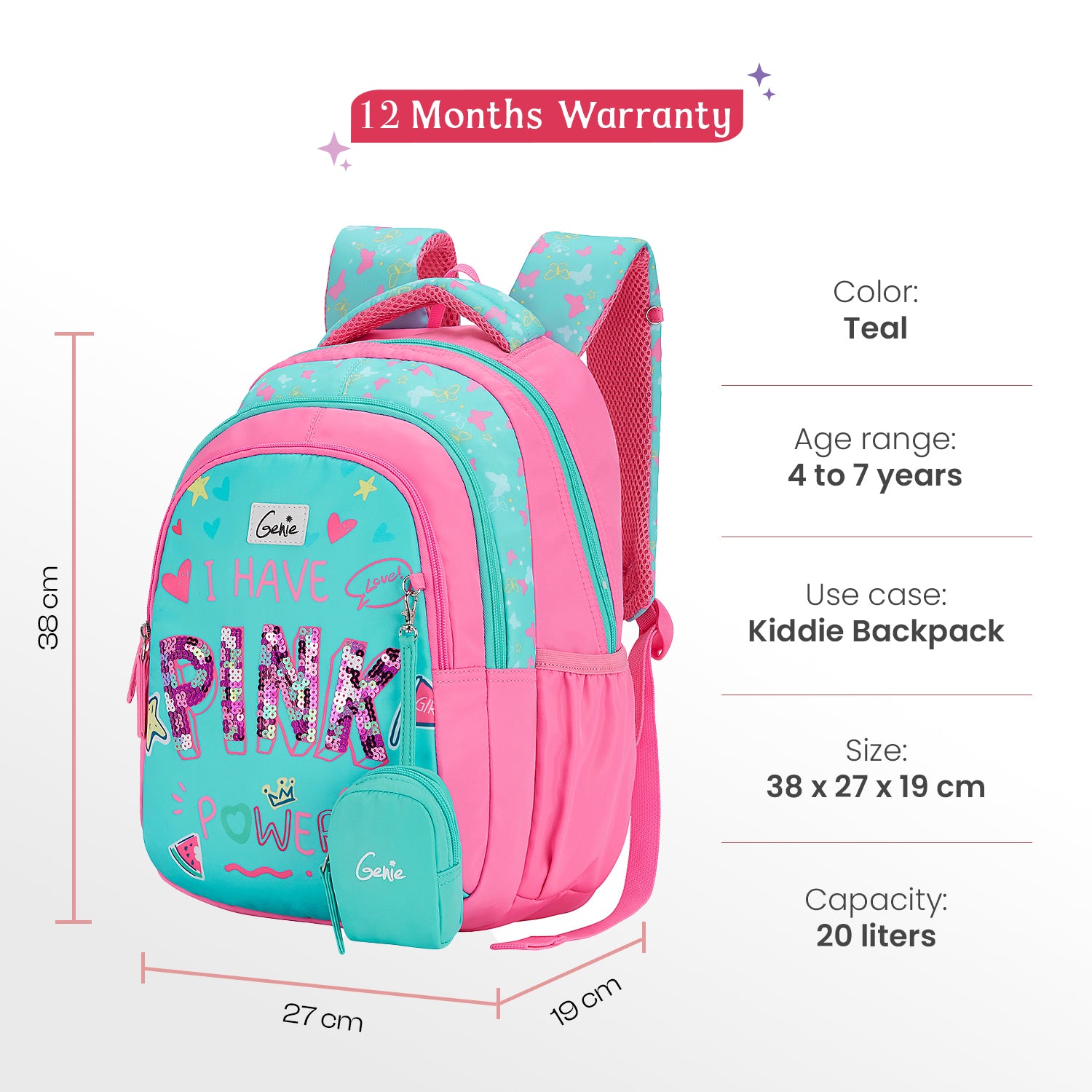 Pinkpower Small Backpack for Kids - Teal