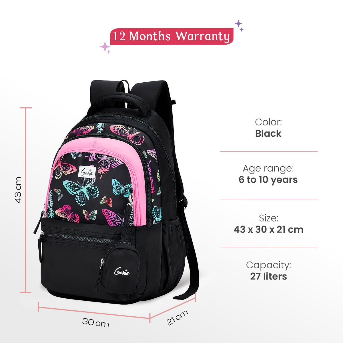 Nectar 27L Black School Backpack