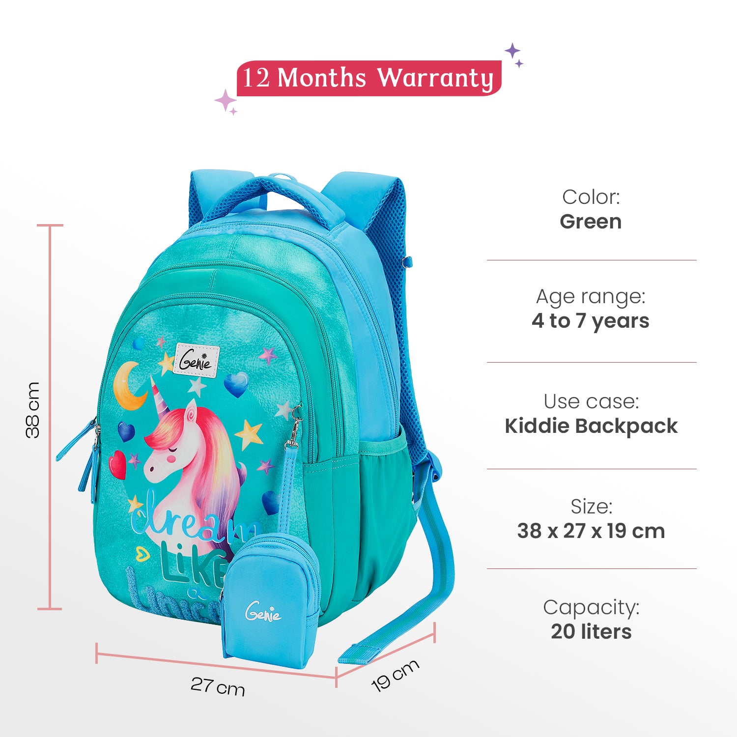 Unicorndream Small Backpack for Kids - Green