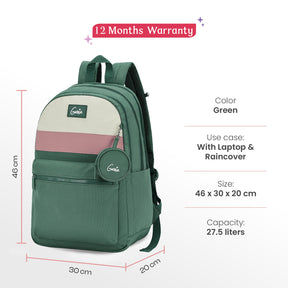 Essence 28L Green Laptop Backpack With Raincover