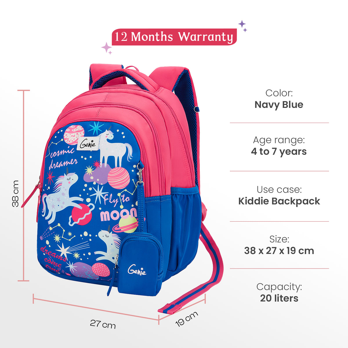 Unicornstar Small Backpack for Kids - Navy Blue