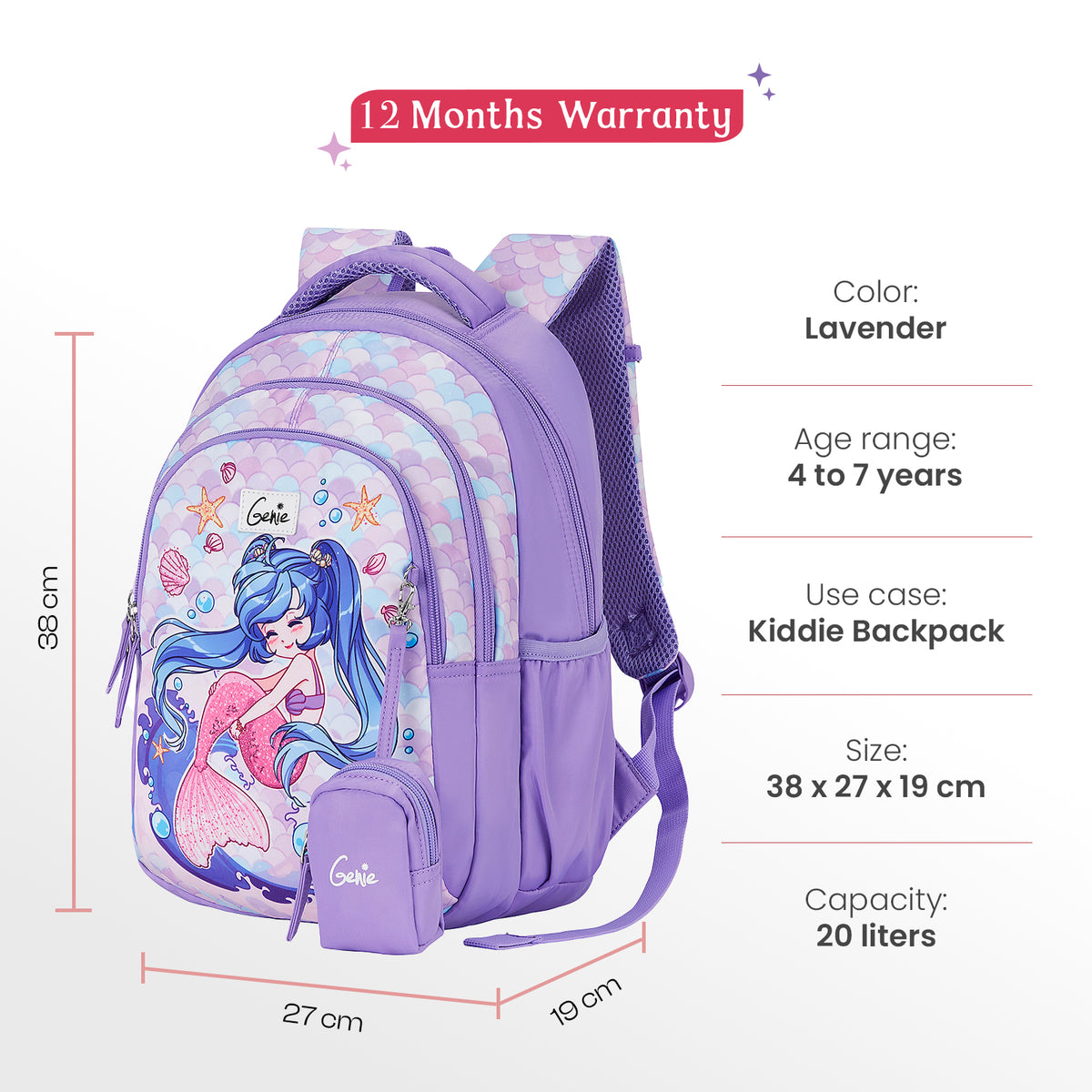 Mermaid Small Backpack for Kids - Lavender