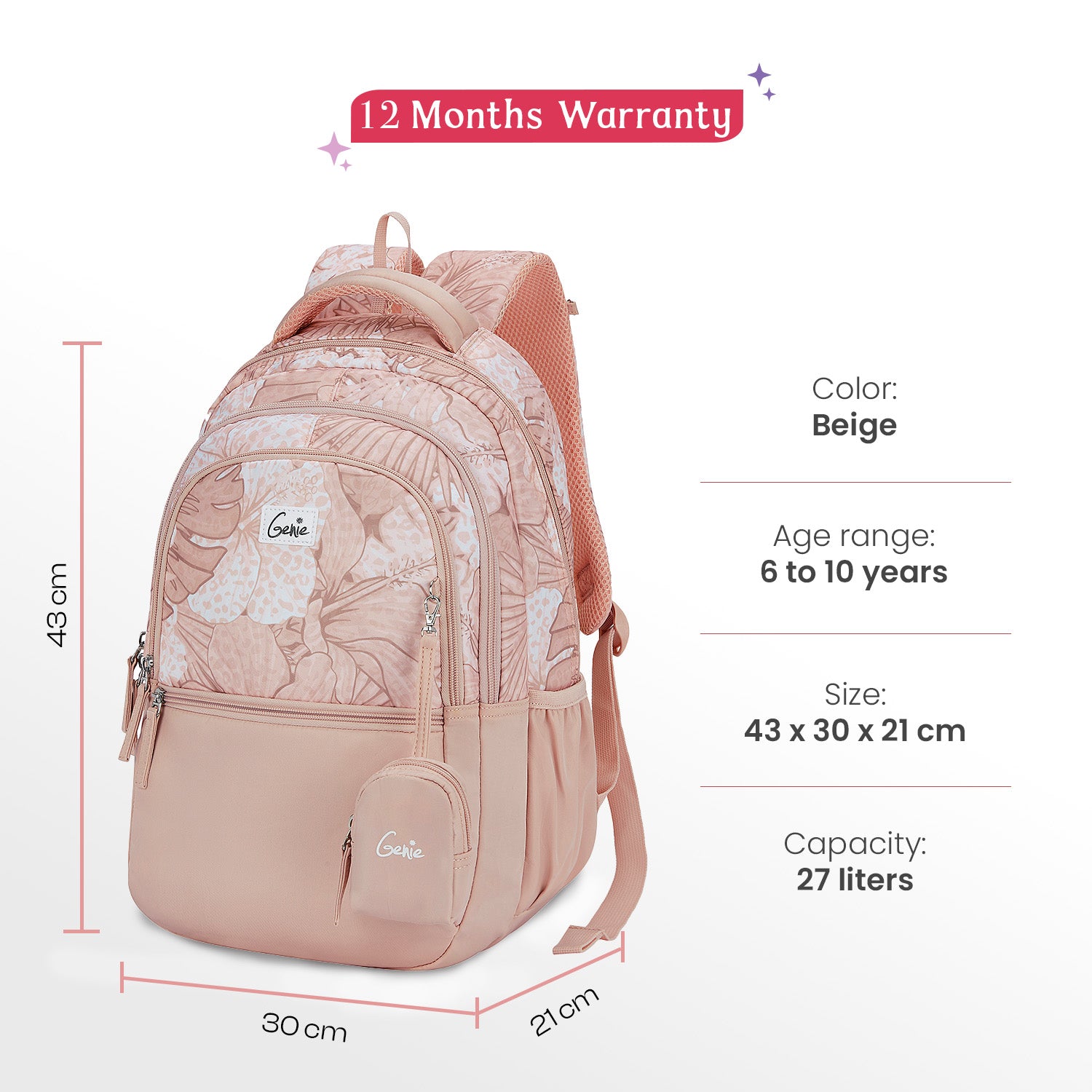 Donna 27L Beige School Backpack