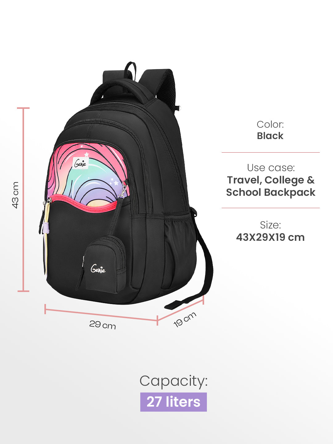 Cluster 27L School Backpack - Black