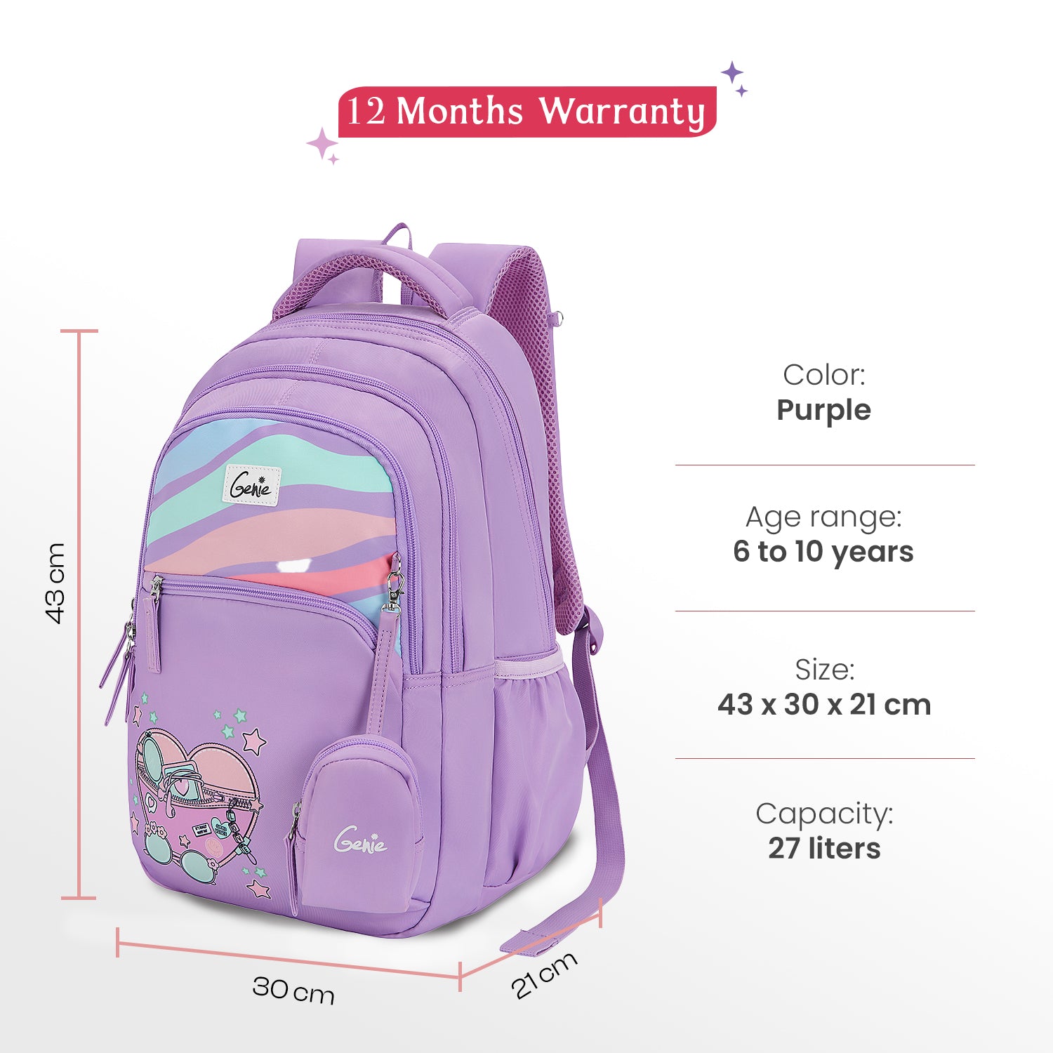 Starlight 27L Purple School Backpack