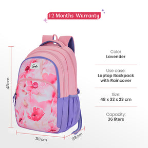 Elsie 36L Lavender Laptop Backpack With Raincover