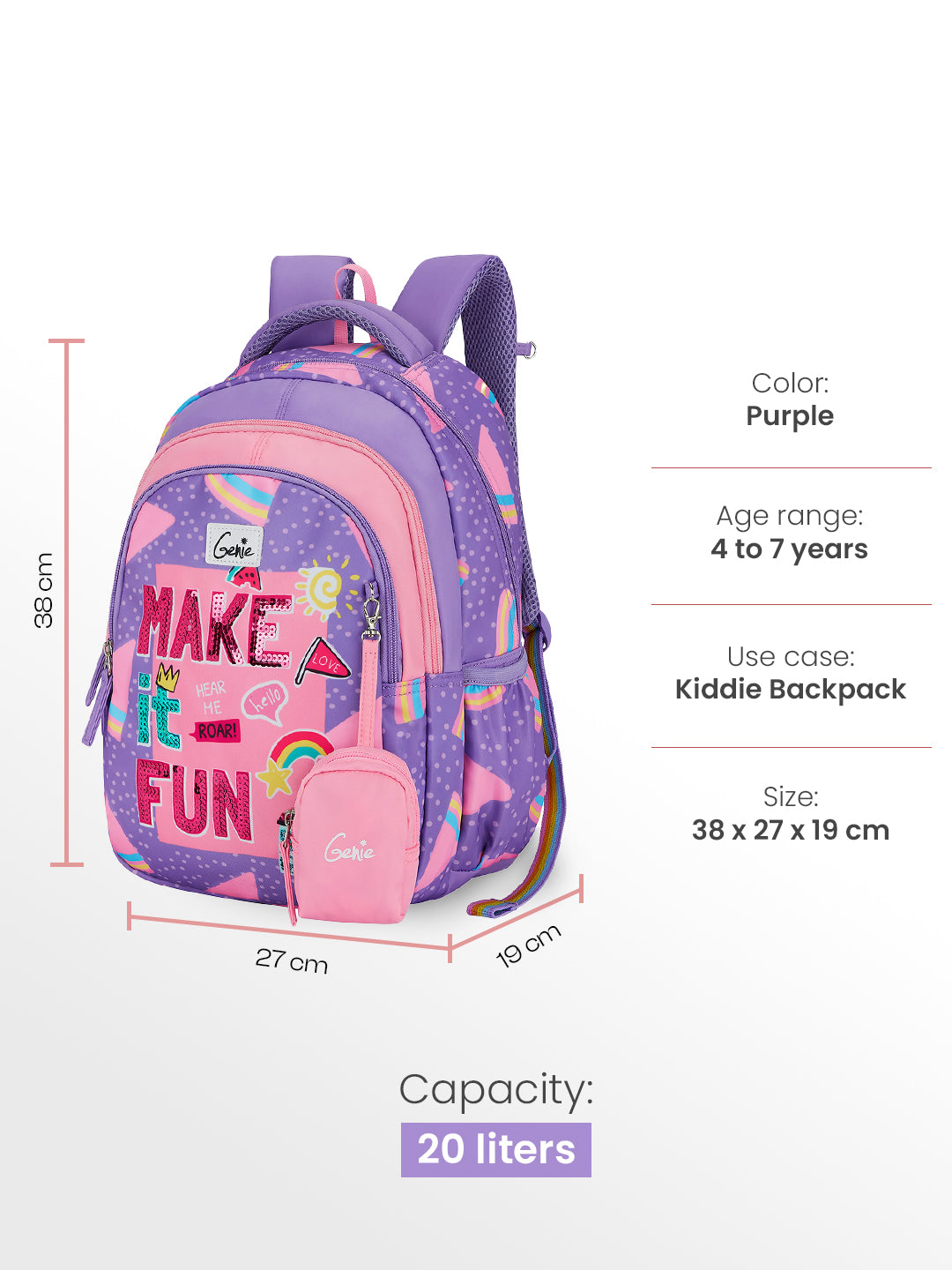 Fun pop Small Backpack for Kids - Purple
