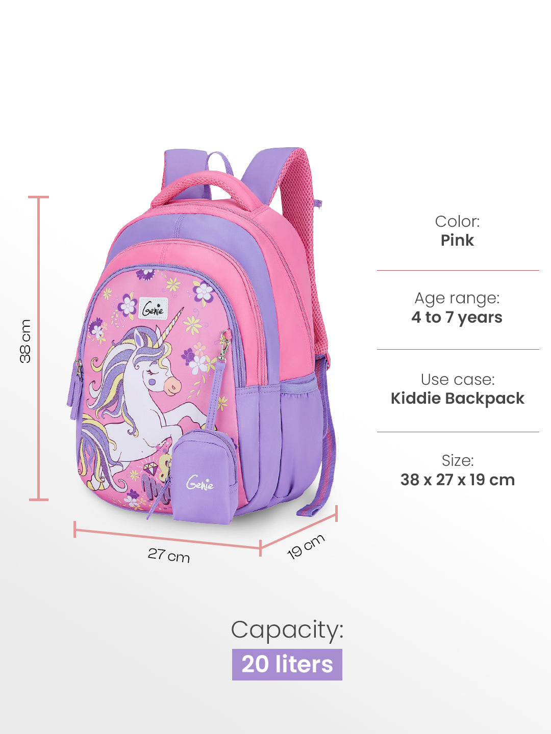 Twinkle Corn Small Backpack for Kids - Pink