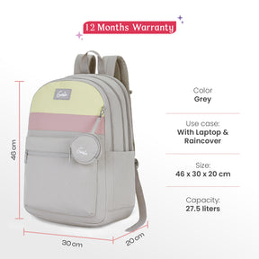 Essence 28L Grey Laptop Backpack With Raincover