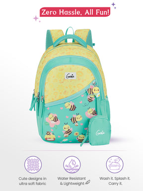 Bee Happy Small Backpack for Kids - Teal