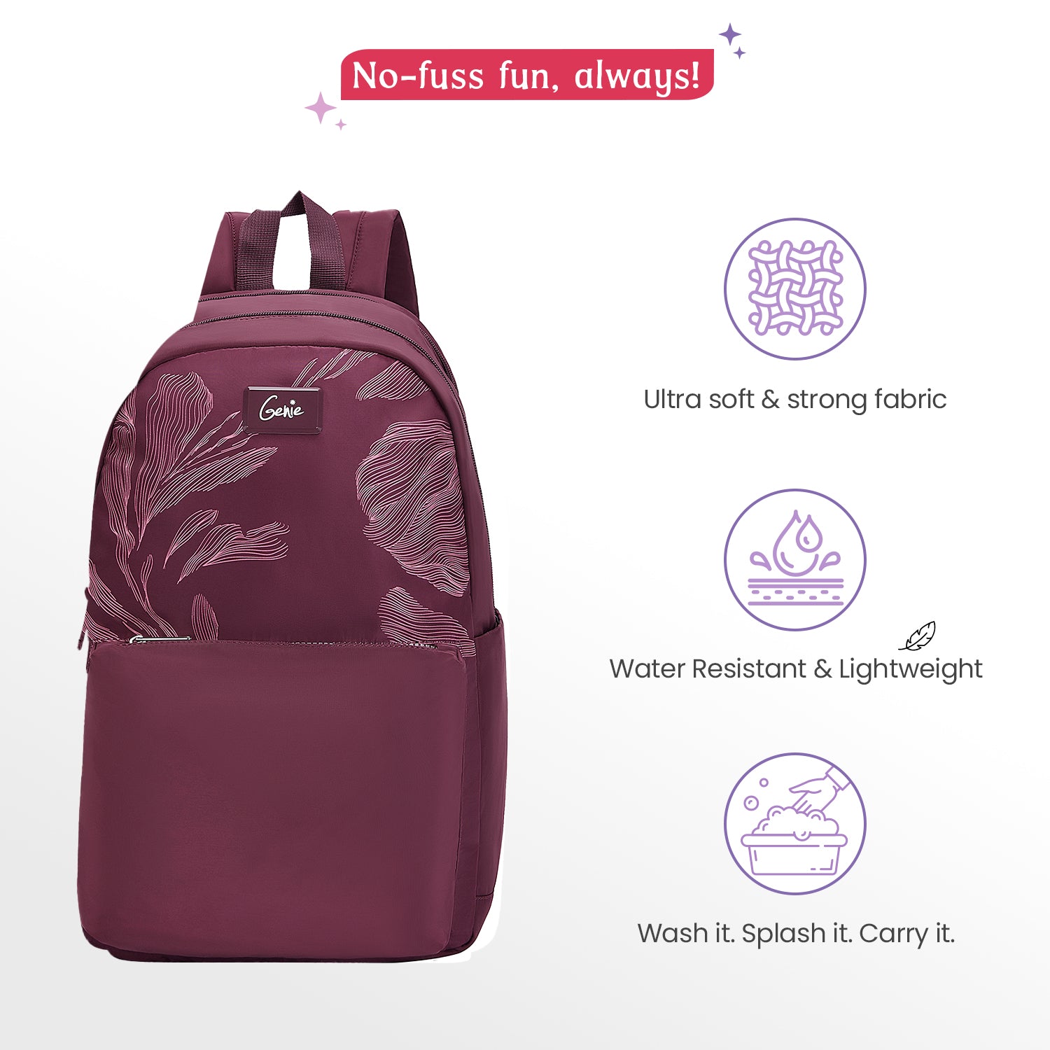 Ashlyn 21L Wine Red College Backpack With Laptop Sleeve