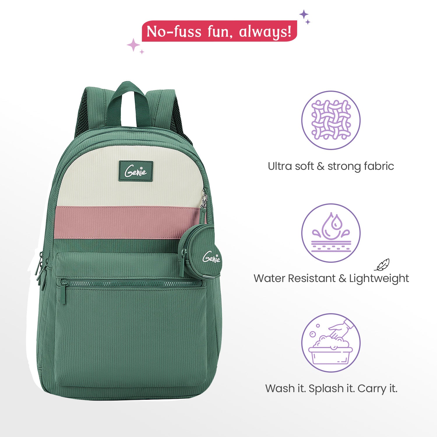 Essence 28L Green Laptop Backpack With Raincover