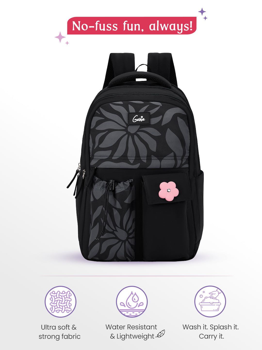 Peotry 27L School Backpack - Black