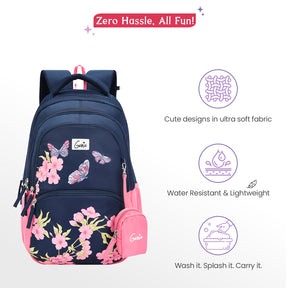 Lilac 27L Navy Blue School Backpack