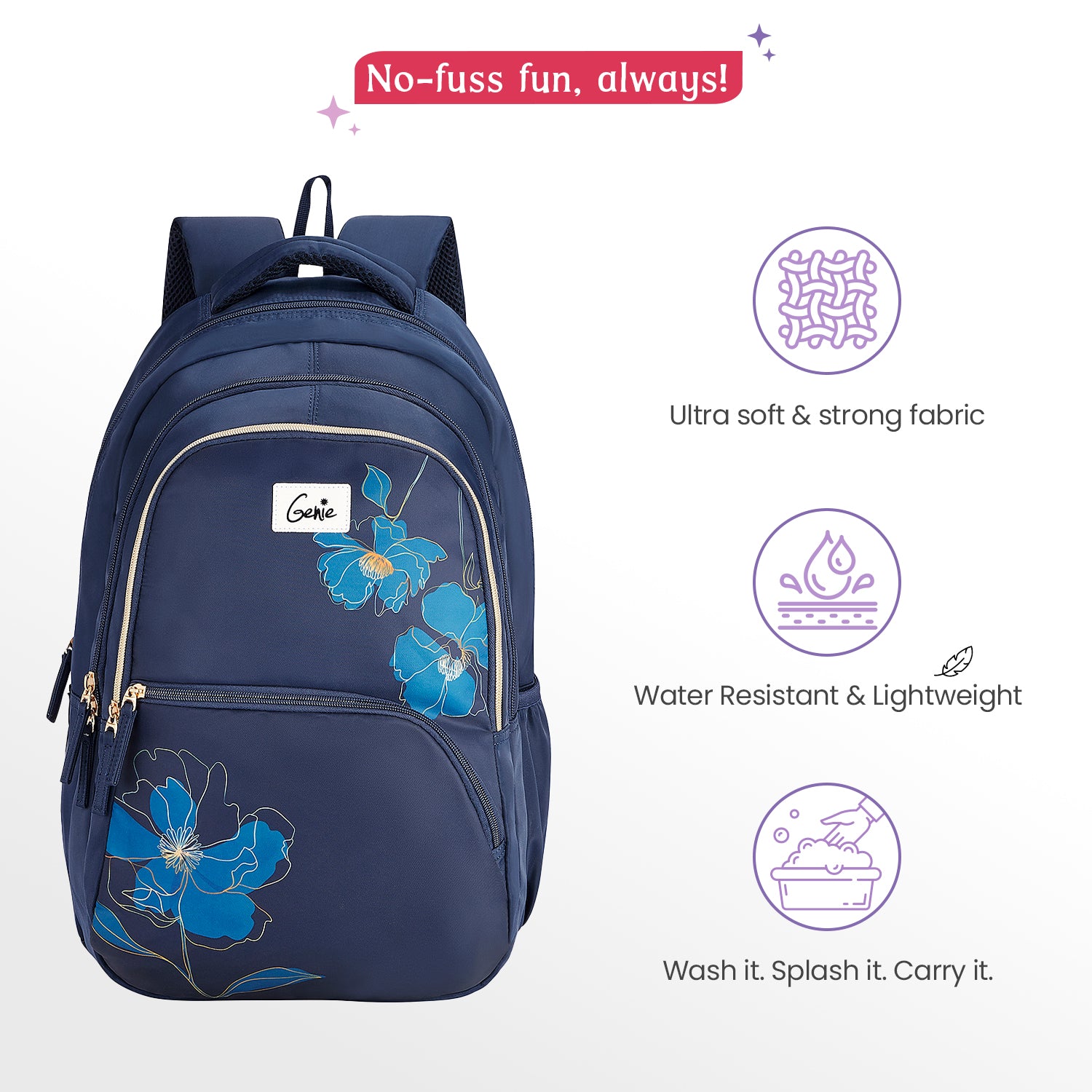 Gleam 36L Navy Blue Laptop Backpack With Raincover