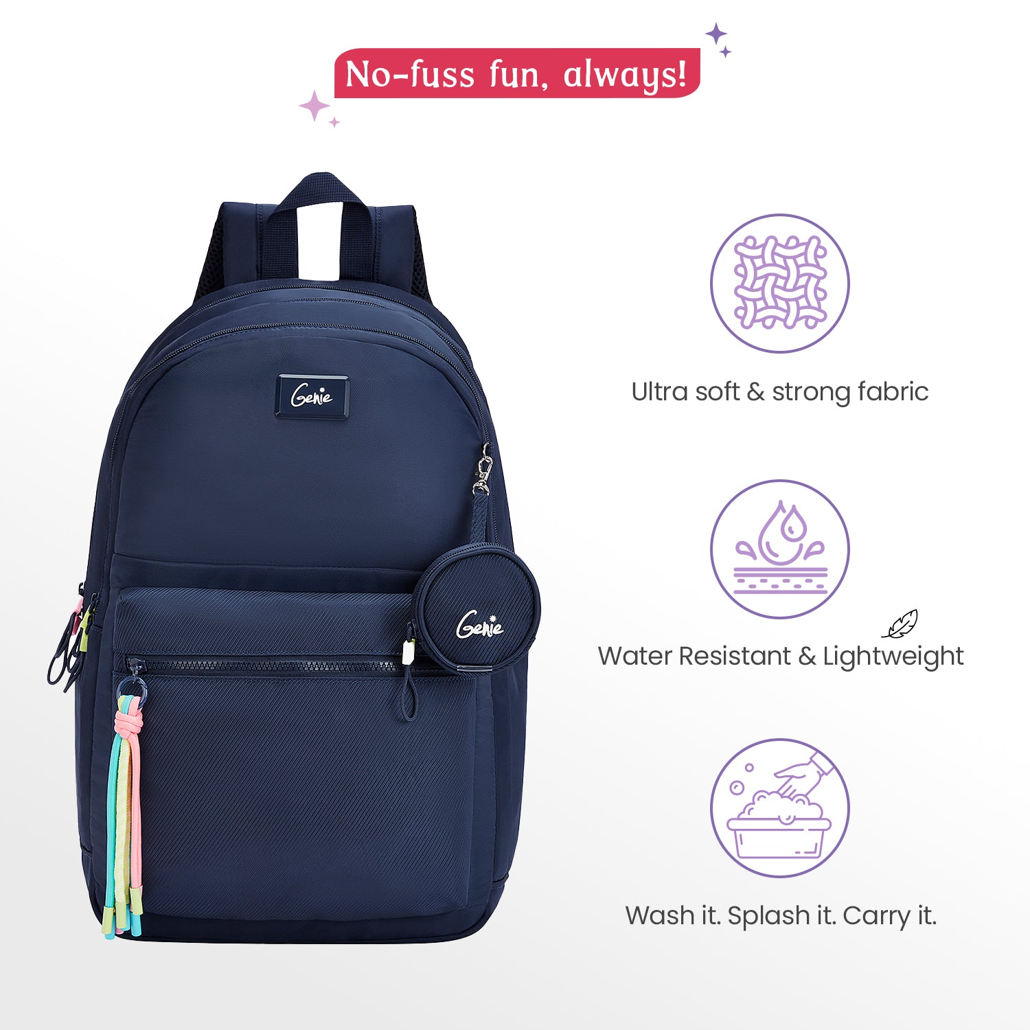 Sleek 28L Navy Blue Laptop Backpack With Raincover