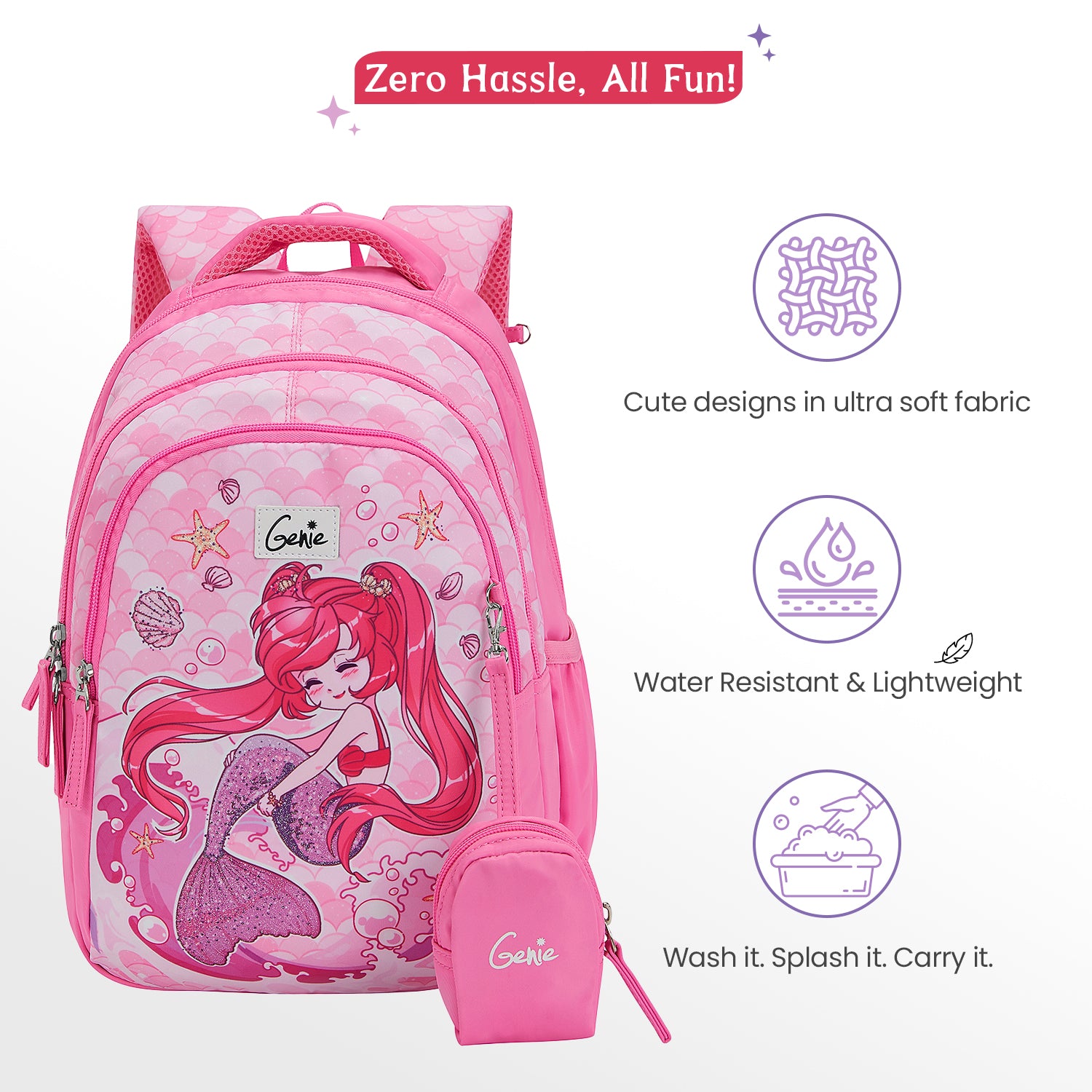 Mermaid Small Backpack for Kids - Pink