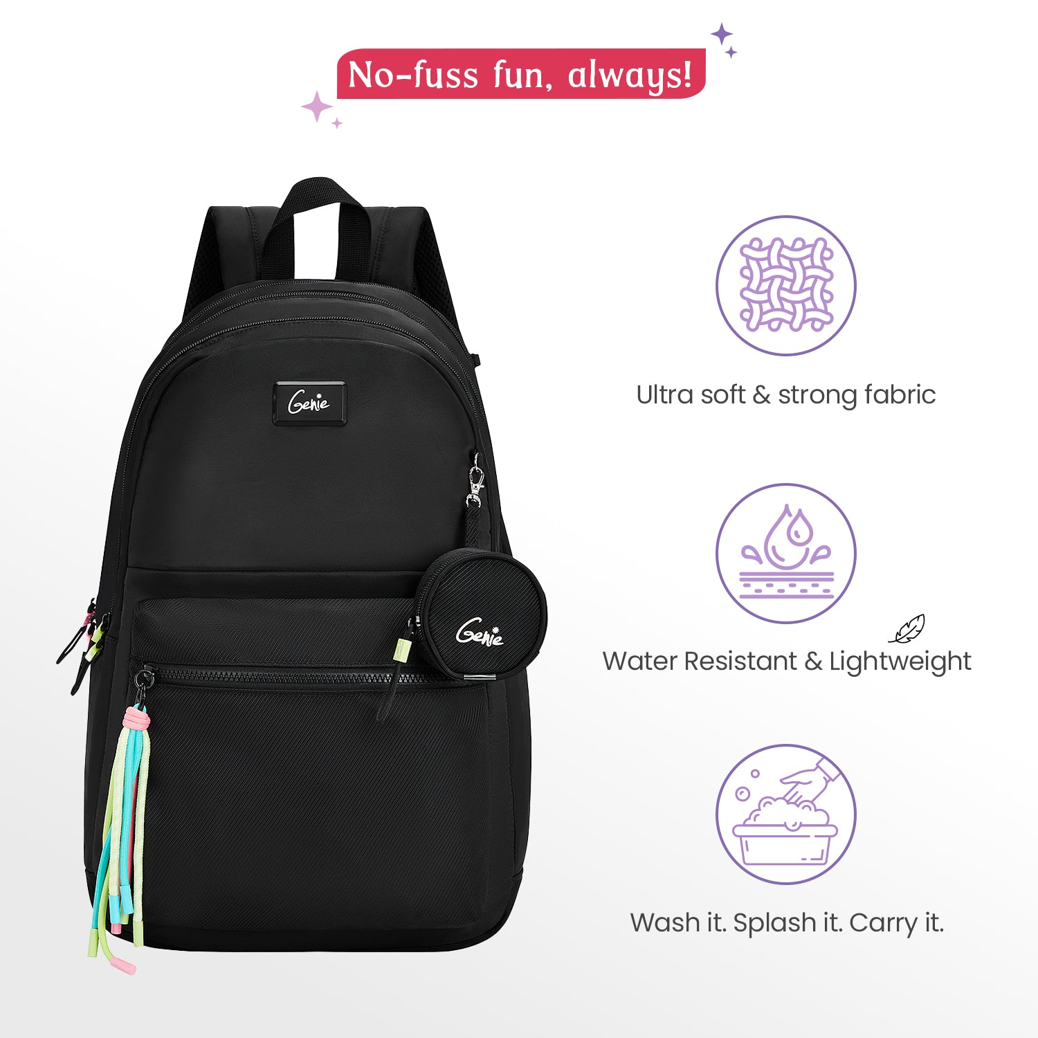 Sleek 28L Black Laptop Backpack With Raincover