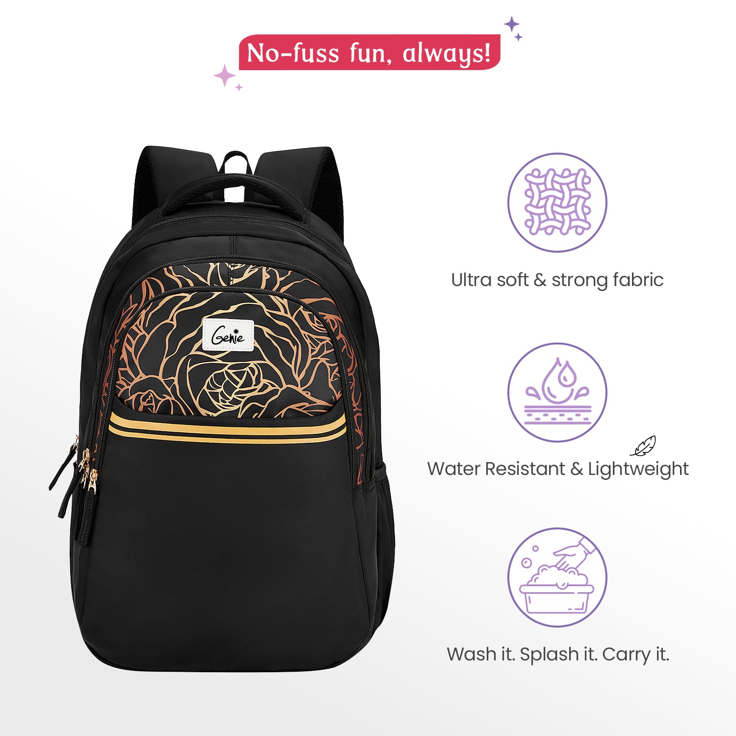 Glow 36L Black Laptop Backpack With Raincover