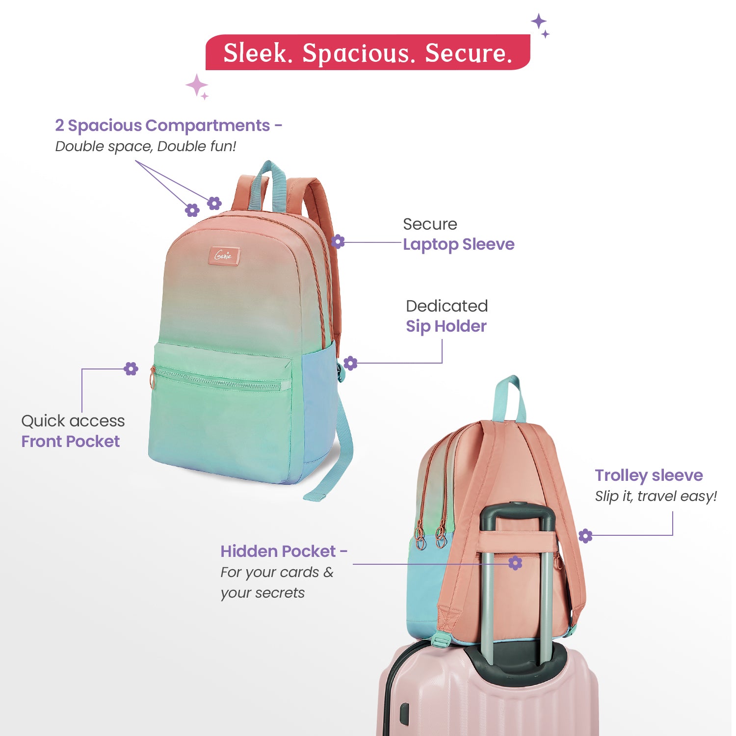 Chrome 21L Multi Colour College Backpack With Laptop Sleeve