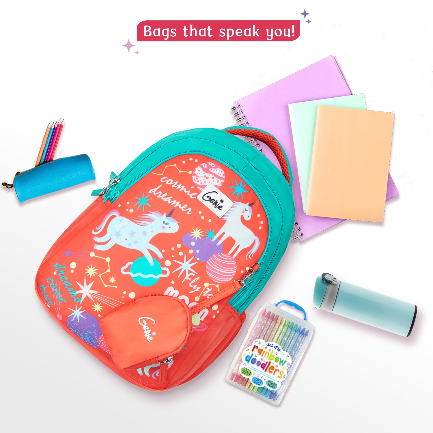 Unicornstar Small Backpack for Kids - Coral