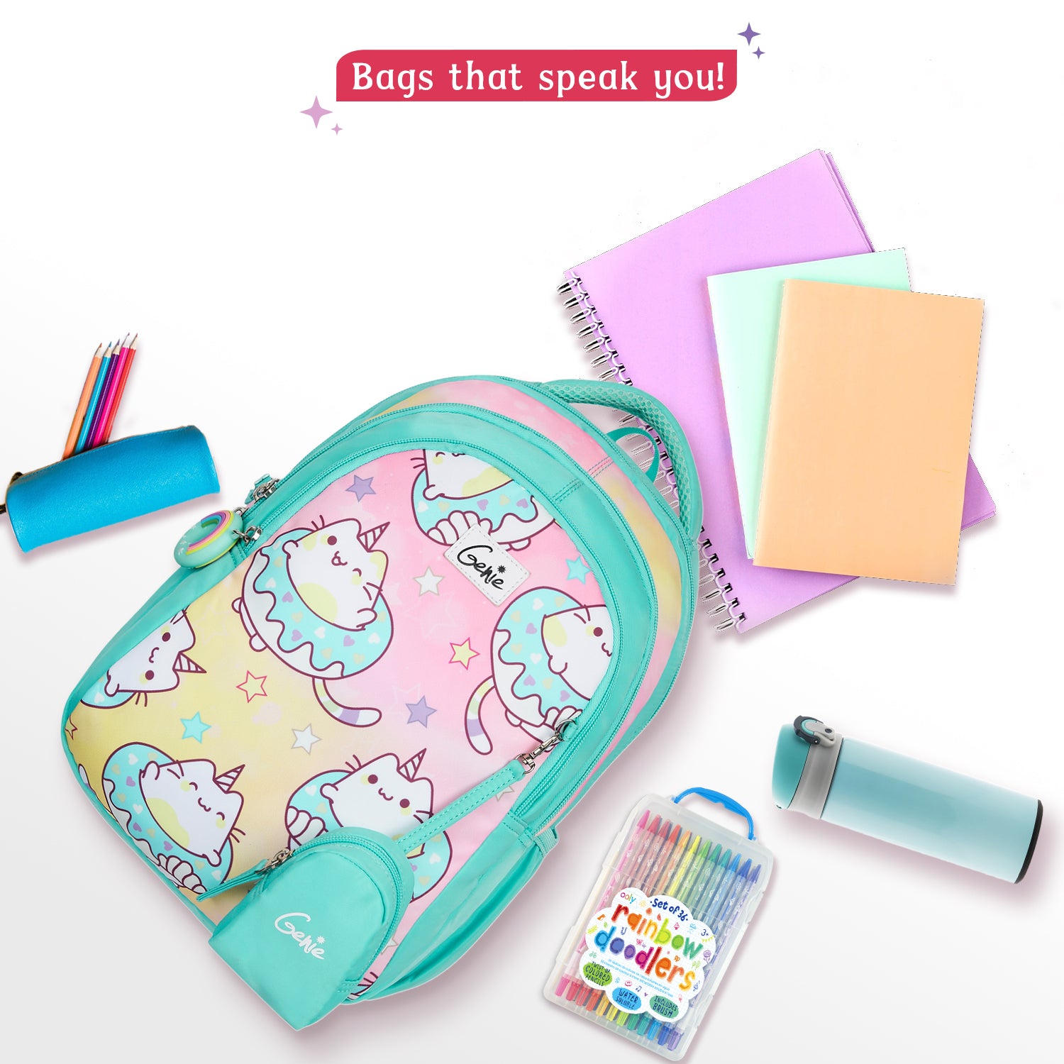 Caticorn Small Backpack for Kids - Teal