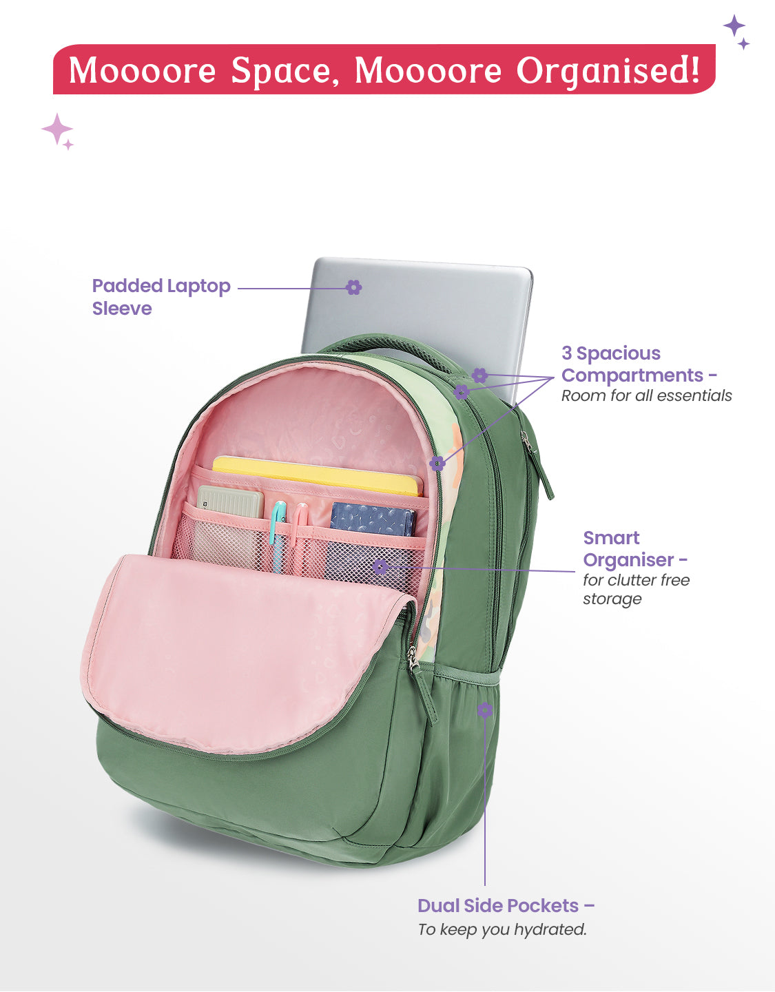 Sketch 40L Laptop Backpack With Raincover - Ash Green