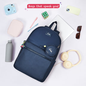 Sleek 28L Navy Blue Laptop Backpack With Raincover