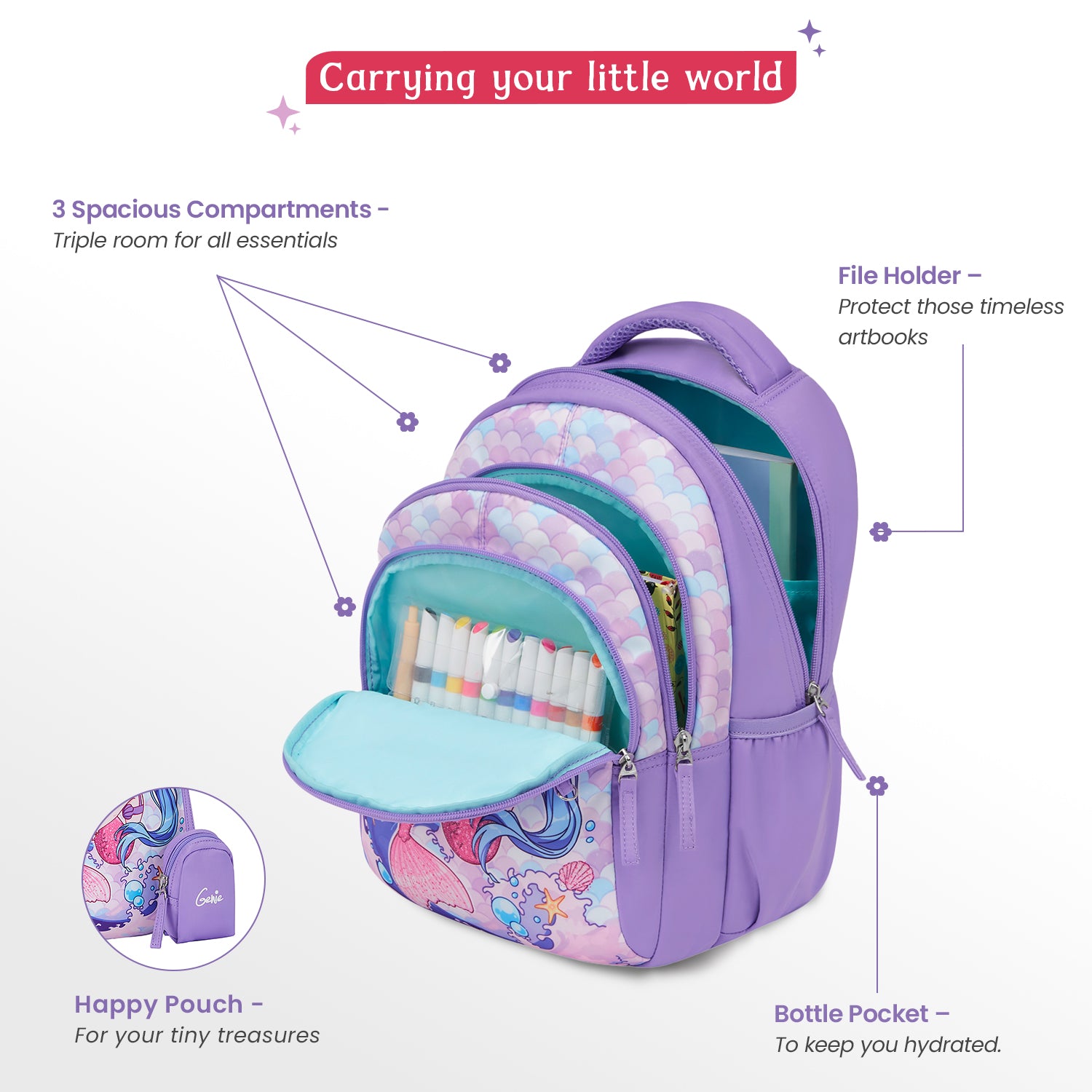 Mermaid Small Backpack for Kids - Lavender