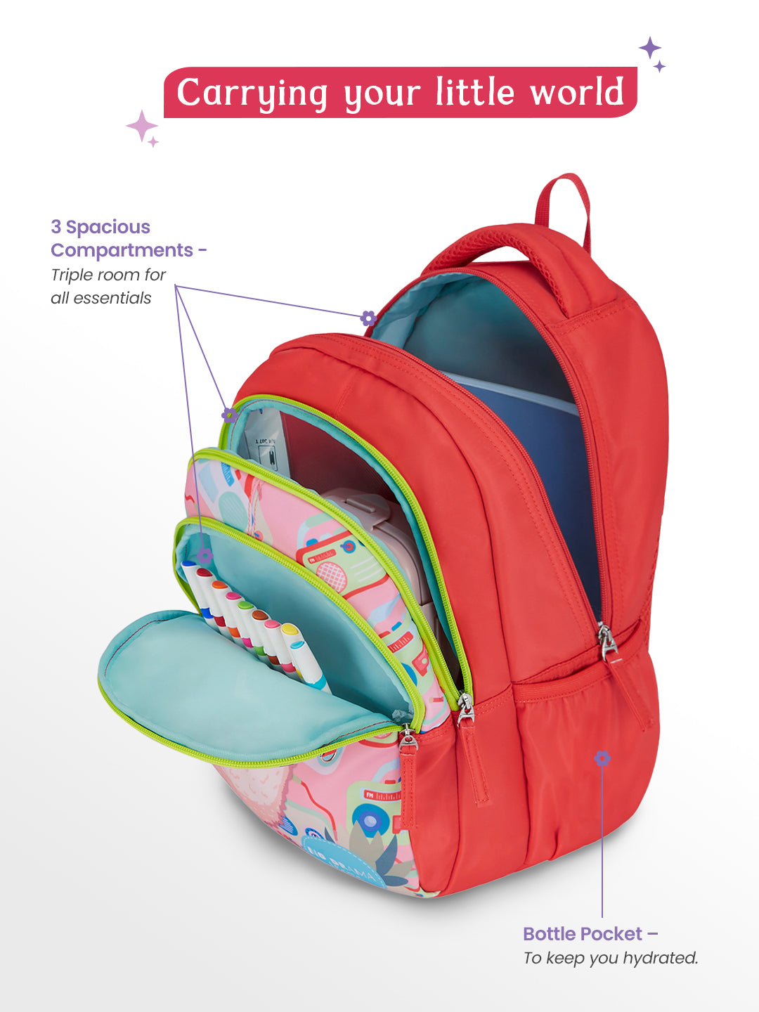 Llama Drama Small Backpack for Kids - Coral