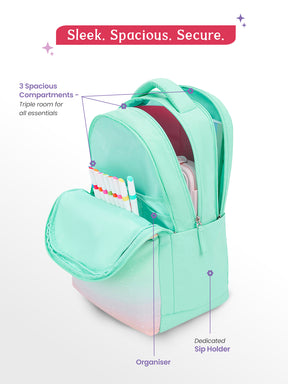 Twinkle Dusk 27L School Backpack - Green