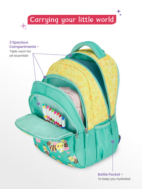 Bee Happy Small Backpack for Kids - Teal