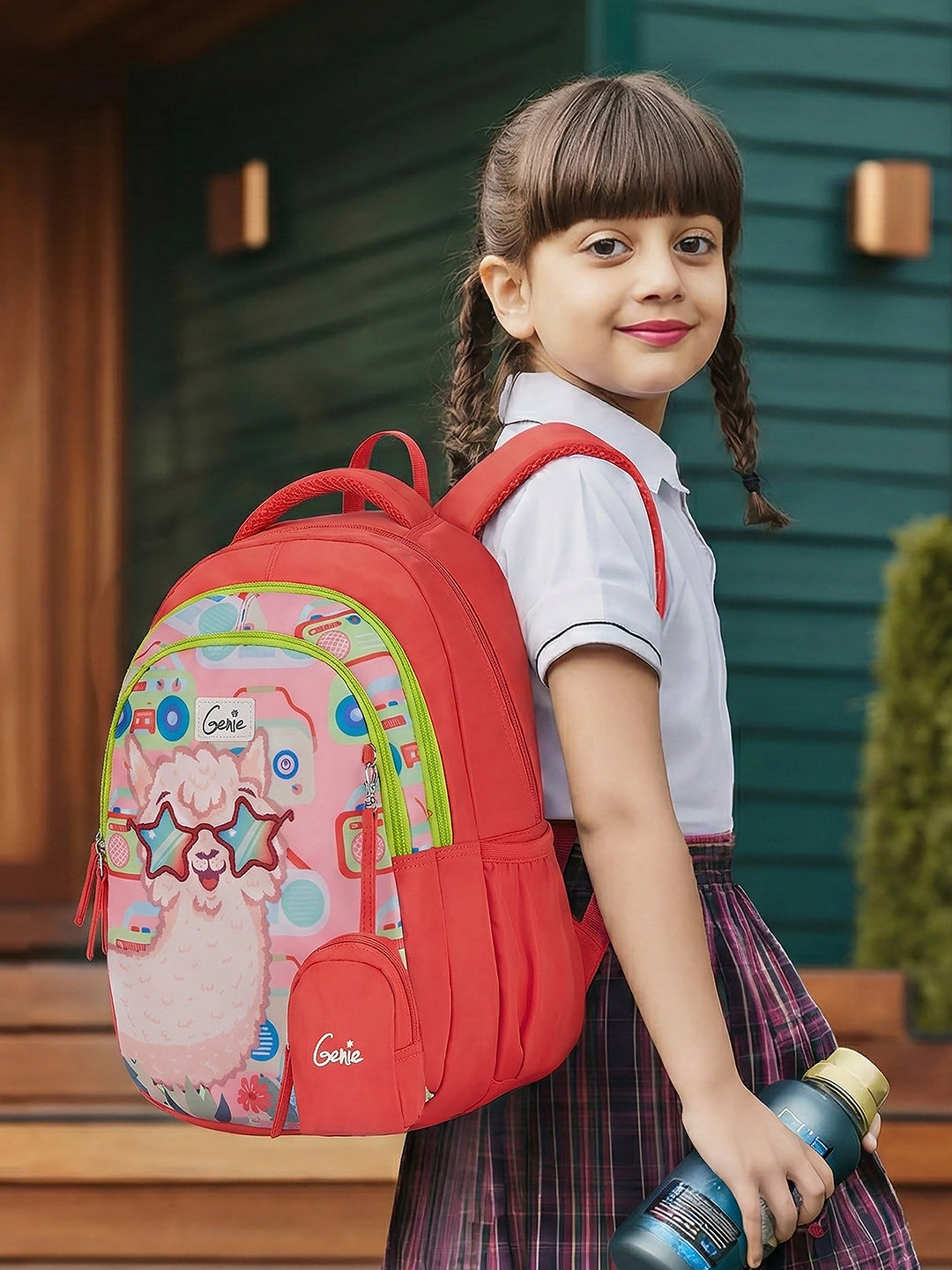 Llama Drama Small Backpack for Kids - Coral
