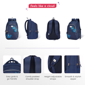 Gleam 36L Navy Blue Laptop Backpack With Raincover