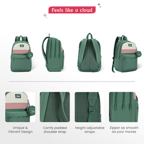 Essence 28L Green Laptop Backpack With Raincover