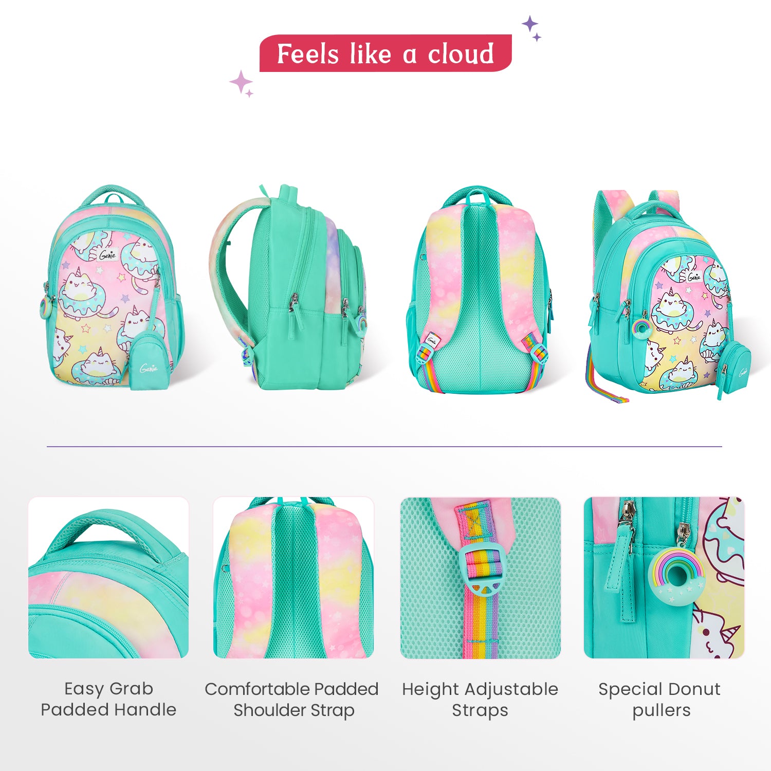 Caticorn Small Backpack for Kids - Teal