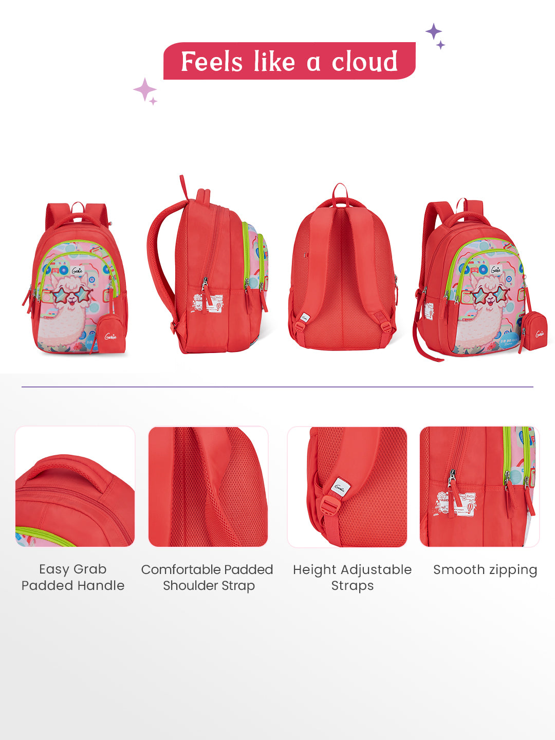 Llama Drama Small Backpack for Kids - Coral
