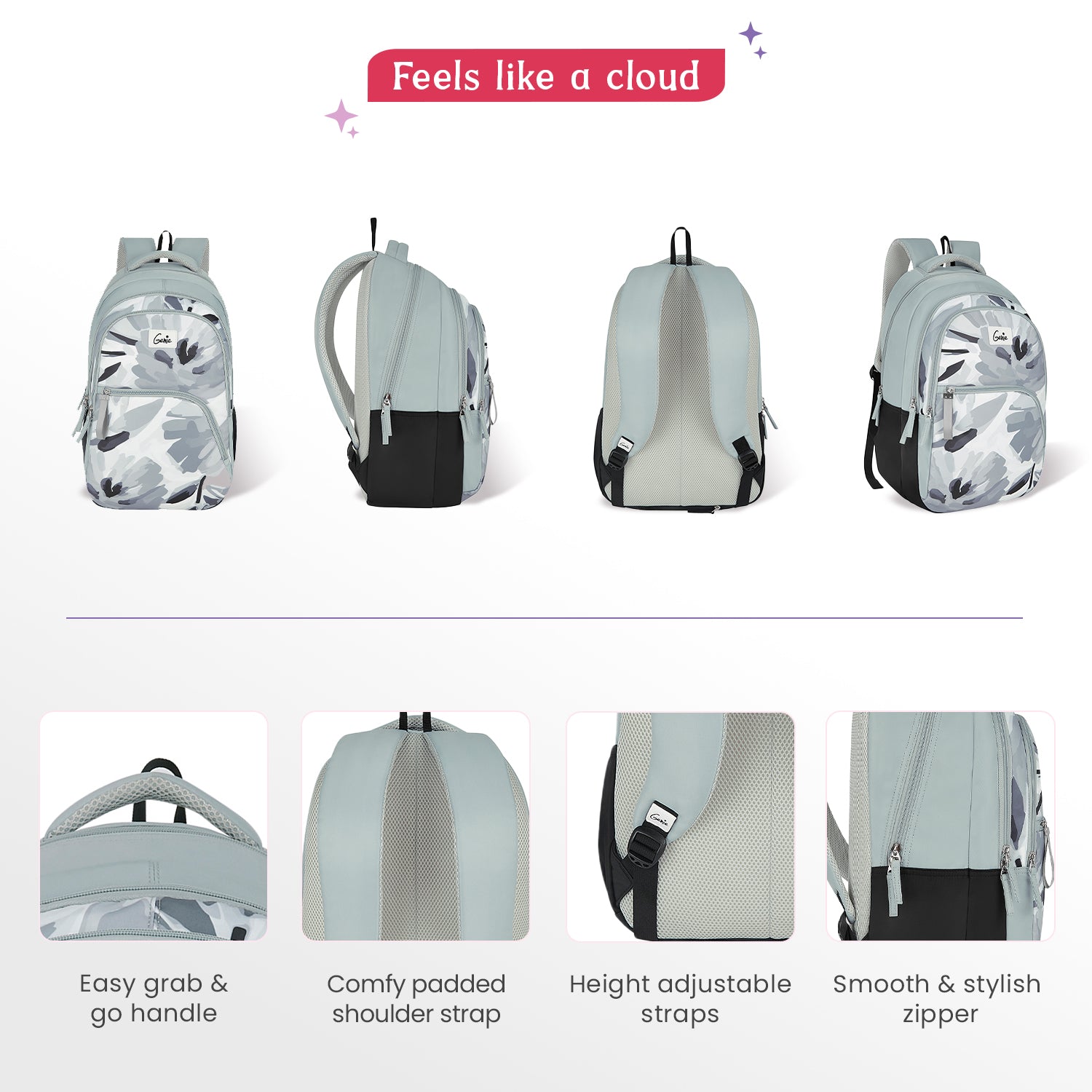 Ruby 36L Grey Laptop Backpack With Raincover