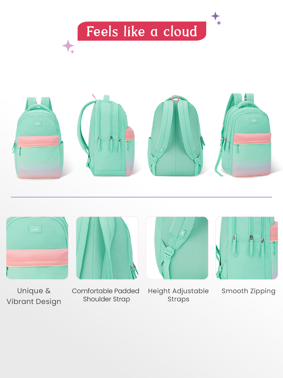 Twinkle Dusk 27L School Backpack - Green