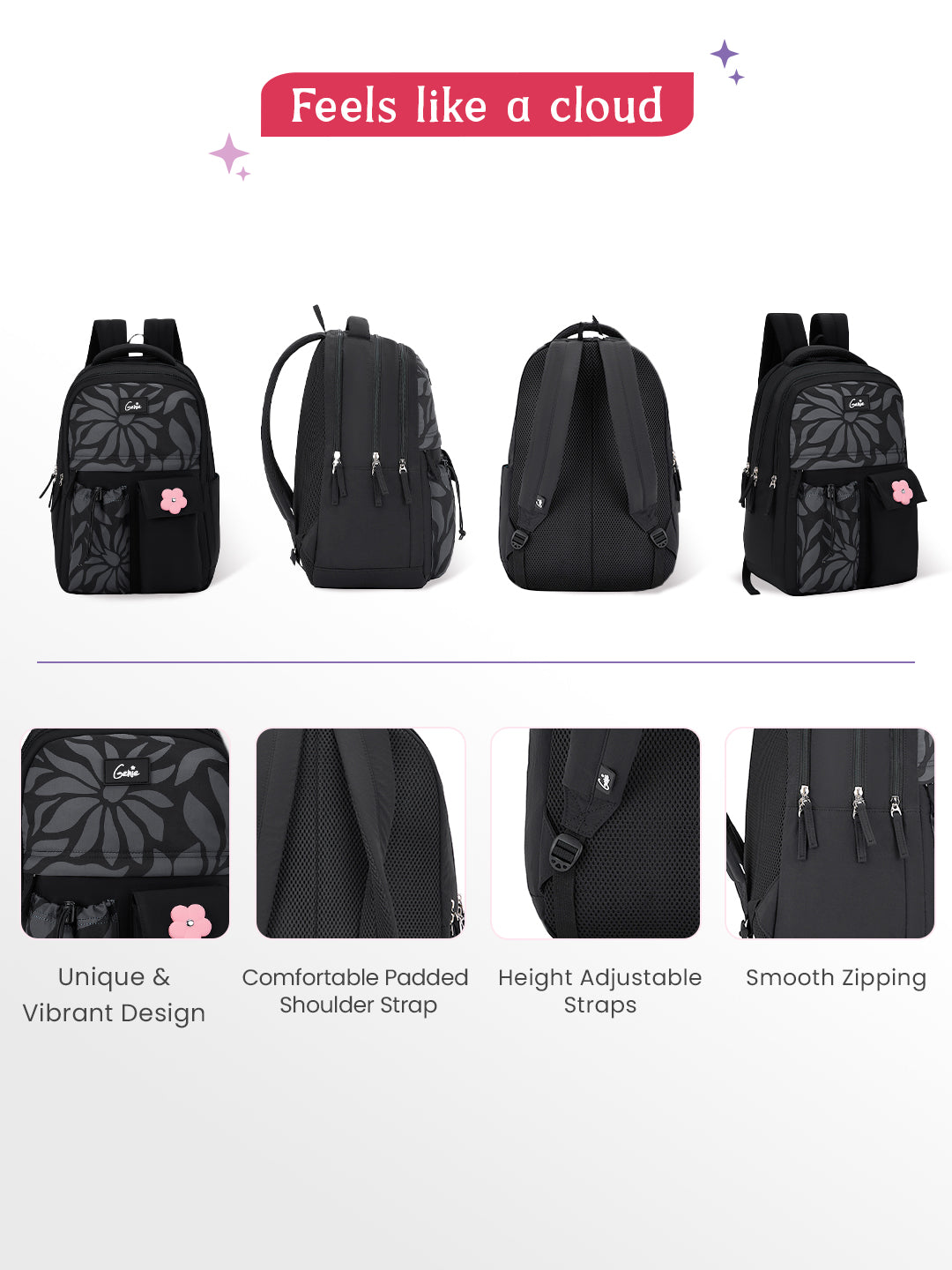 Peotry 27L School Backpack - Black