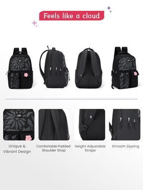 Peotry 27L School Backpack - Black
