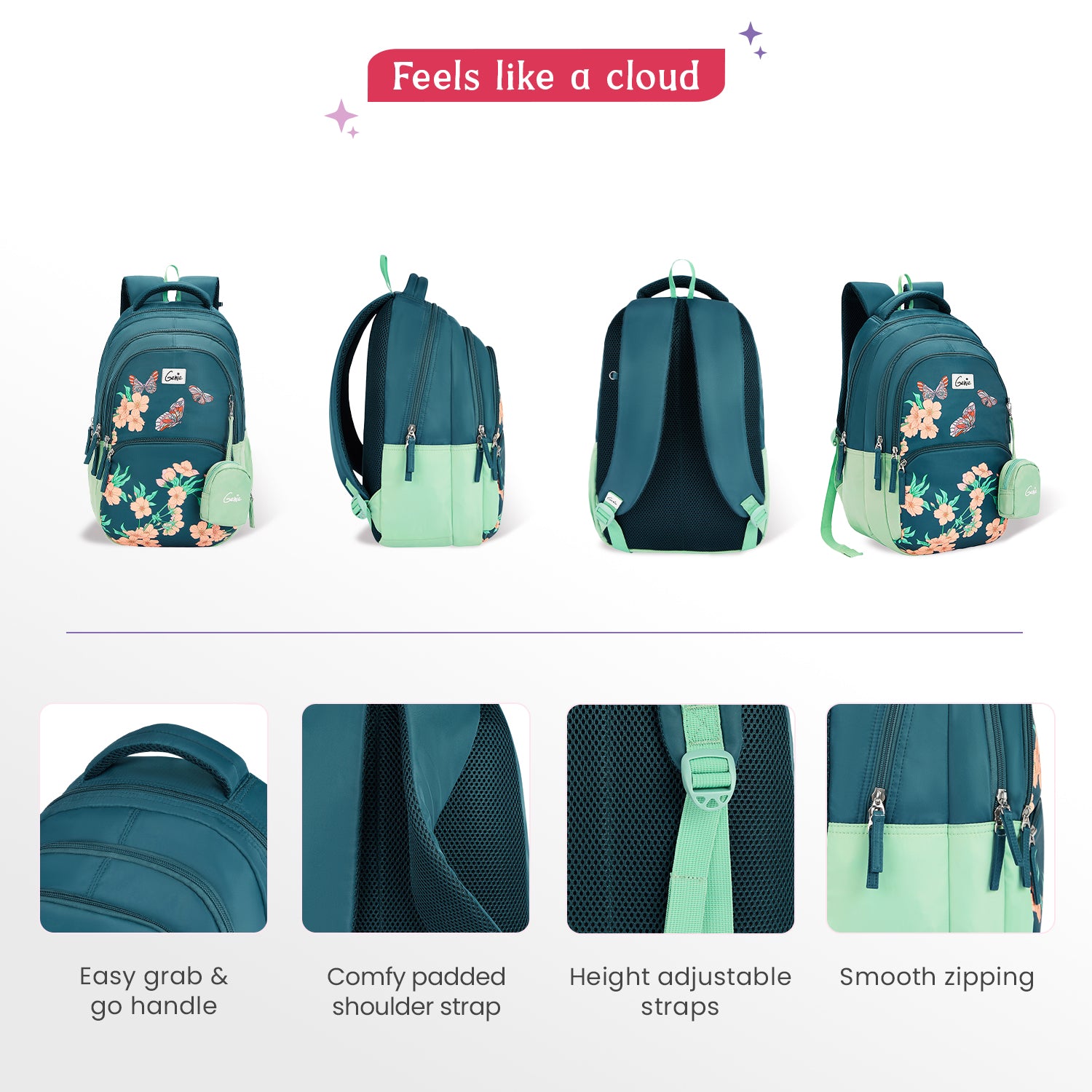 Lilac 27L Dark Green School Backpack