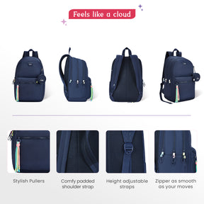 Sleek 28L Navy Blue Laptop Backpack With Raincover