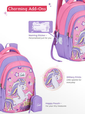 Twinkle Corn Small Backpack for Kids - Pink