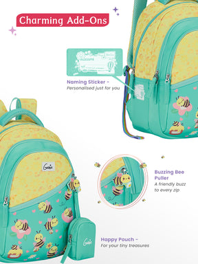 Bee Happy Small Backpack for Kids - Teal