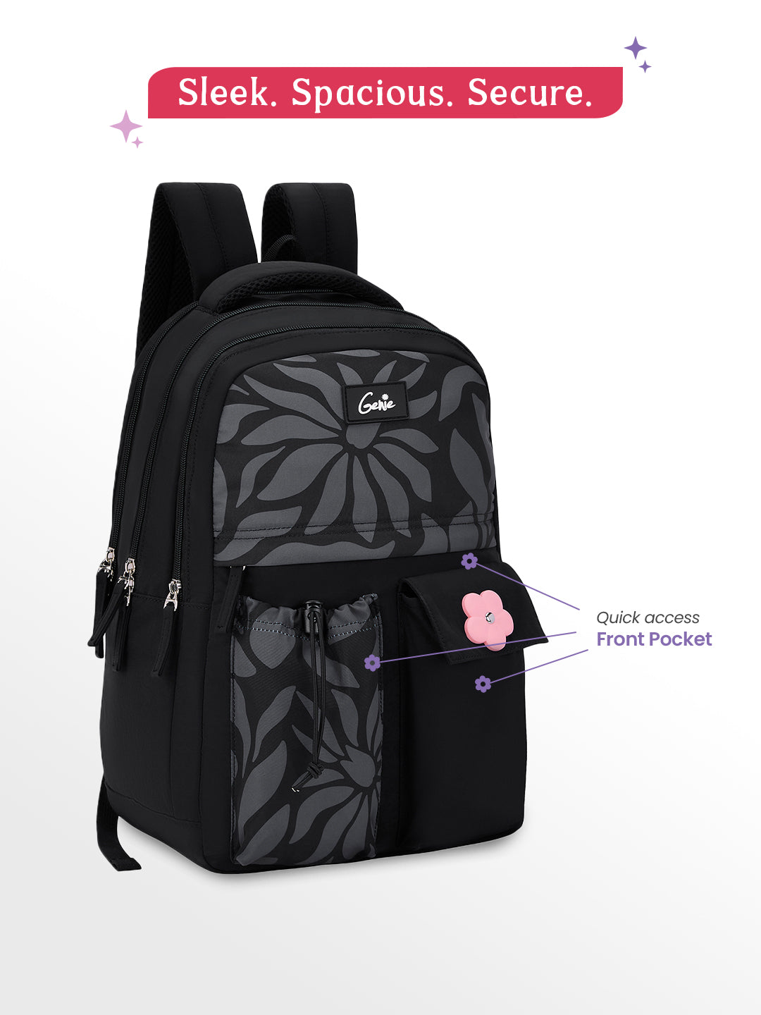 Peotry 27L School Backpack - Black