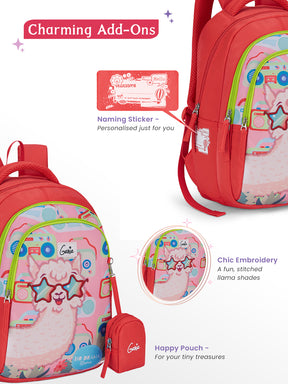 Llama Drama Small Backpack for Kids - Coral