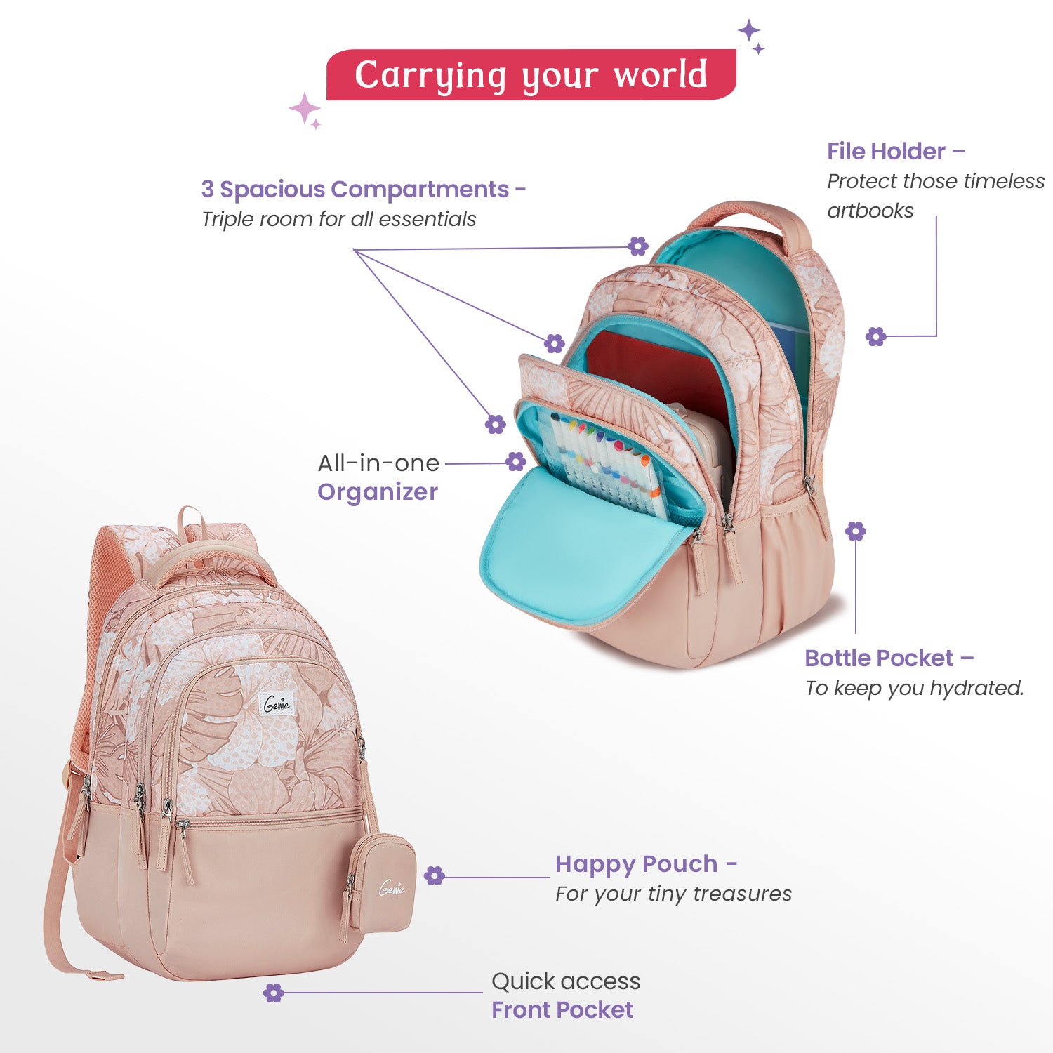 Donna 27L Beige School Backpack